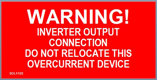 2" X 4" Engraved Solar Placard -"WARNING: INVERTER OUTPUT CONNECTION, DO NOT RELOCATE....."